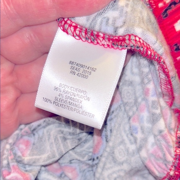 Bongo Trendy Pink & Black Boho Look Women's elastic bottom Top. Sheer arms Sz XL - Picture 13 of 14